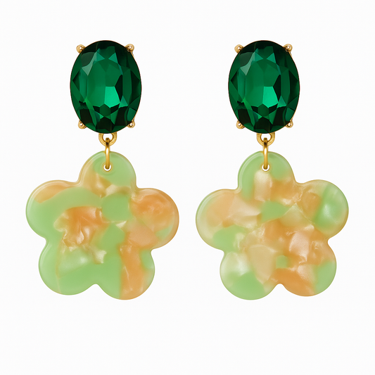 Emerald Bloom Dangle Earrings
