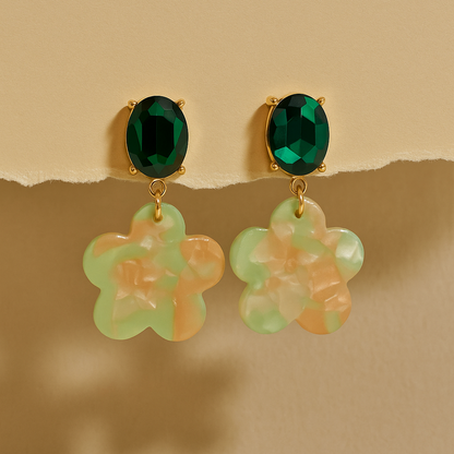 Emerald Bloom Dangle Earrings