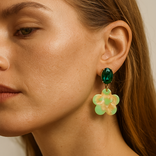Emerald Bloom Dangle Earrings