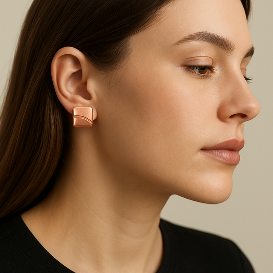 Rose Gold Wave Stud Earrings