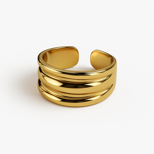Radiant Triple Layered Gold Ring