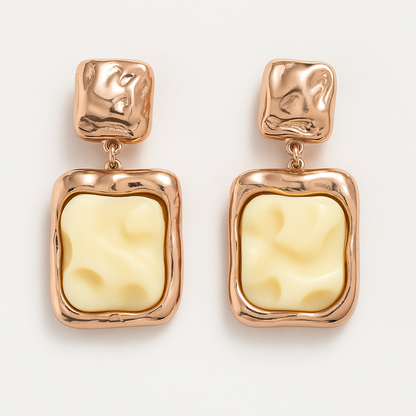 Golden Embrace Textured Resin Drop Earrings