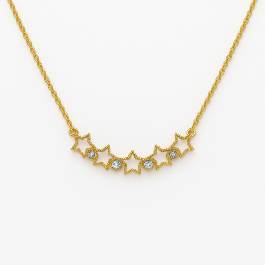 Dainty Diamond Star Gold Necklace