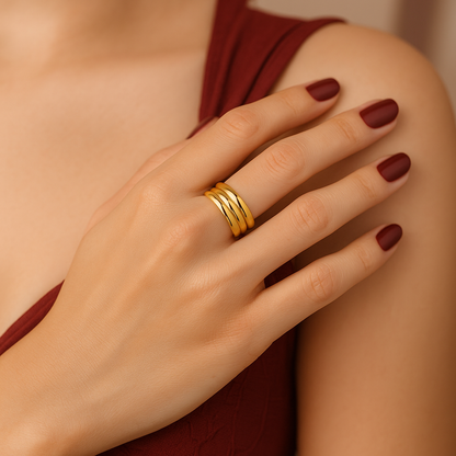 Radiant Triple Layered Gold Ring