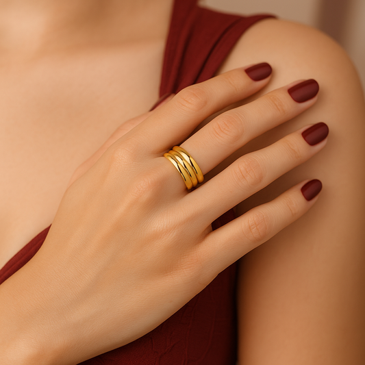 Radiant Triple Layered Gold Ring