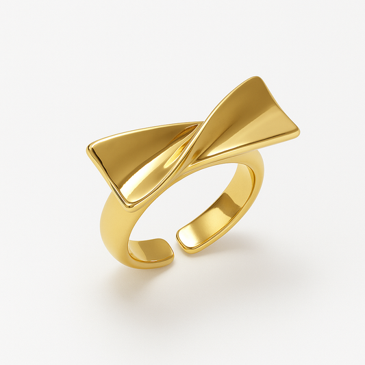 Golden Ribbon Knot Ring