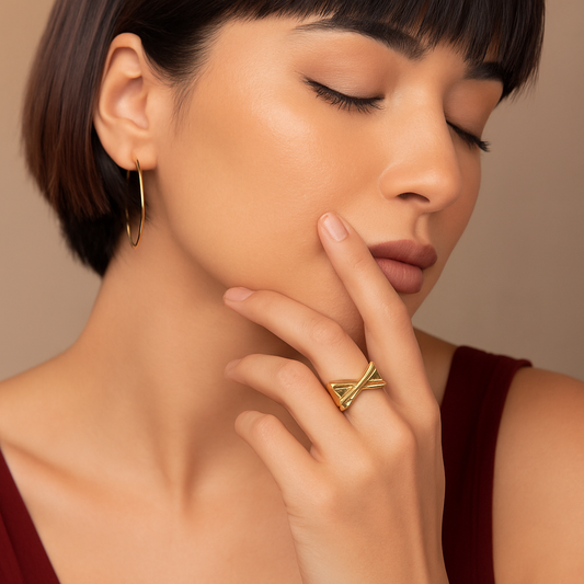 Golden Ribbon Knot Ring