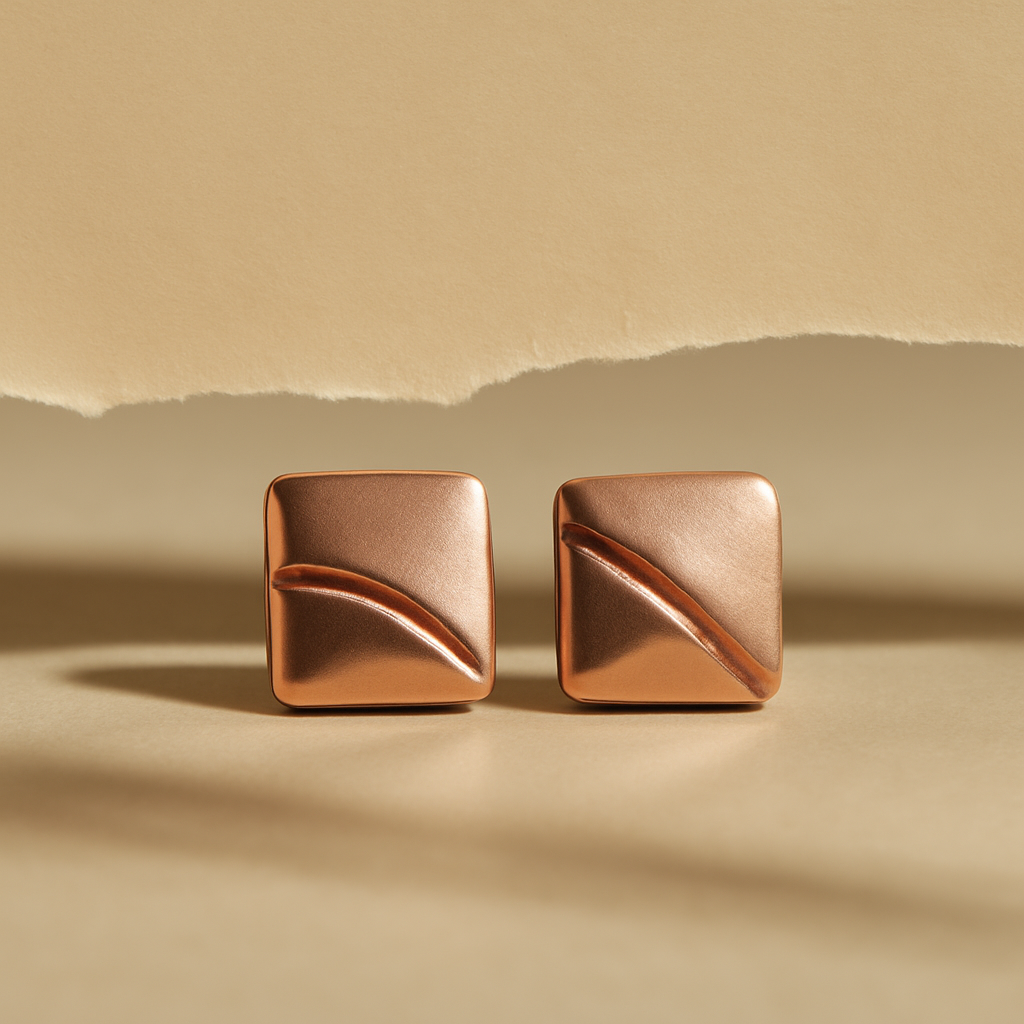 Rose Gold Wave Stud Earrings