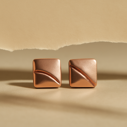 Rose Gold Wave Stud Earrings