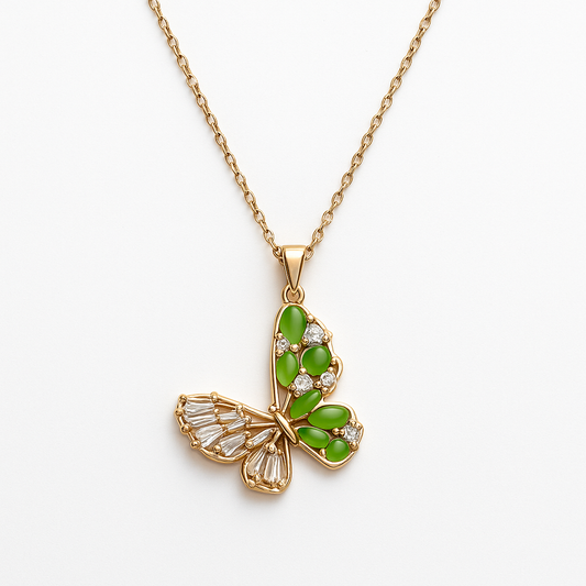 Emerald Flight Butterfly Necklace