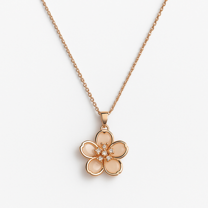 Frivole Floral Rose Gold & Diamond Pendant Necklace