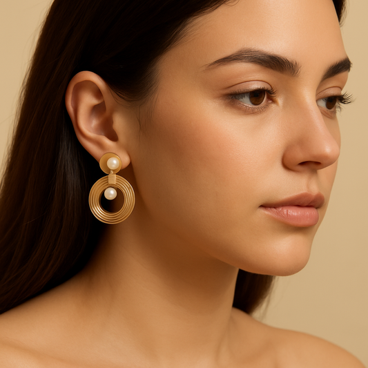 Golden Halo Pearl Dangles