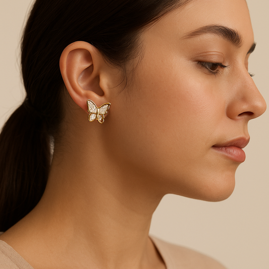 Golden Seraphina Butterfly Stud Earrings