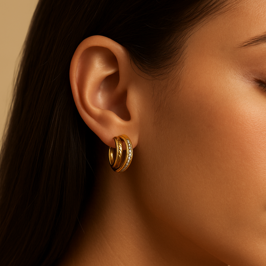 Luxe Pave Zirconia Double Hoop Earrings