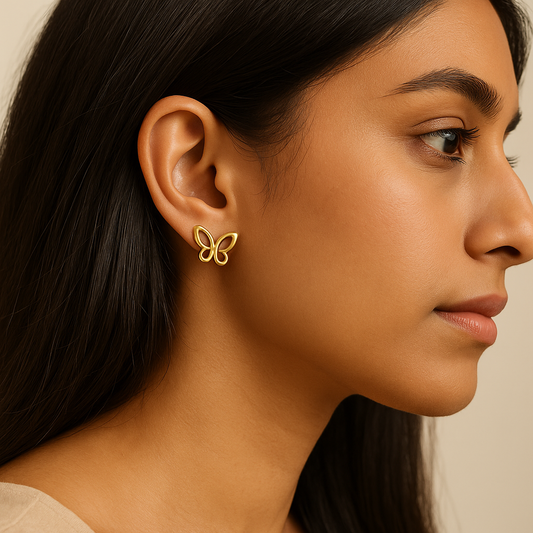 Golden Charm Interchangeable Stud Earring Set