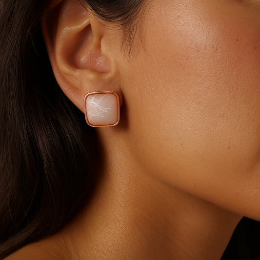 Rose Gold Whispers Stud Earrings