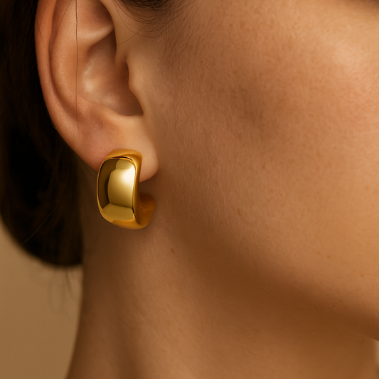 Chunky Crescent Gold Studs