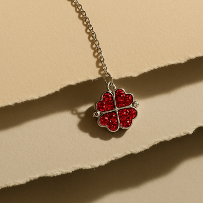 Magnetic Love Clover Necklace (Red & Black Reversible)
