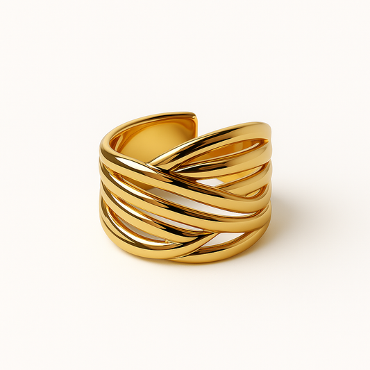 Intertwined Elegance Gold Statement Ring