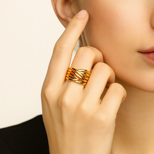Intertwined Elegance Gold Statement Ring