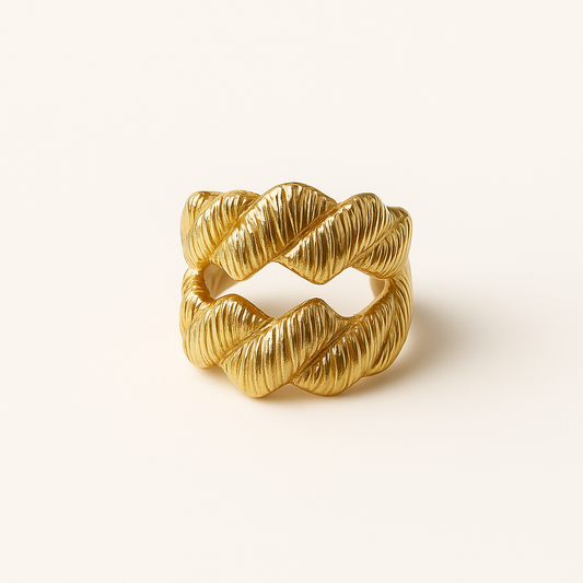 Golden Twisted Rope Band Ring