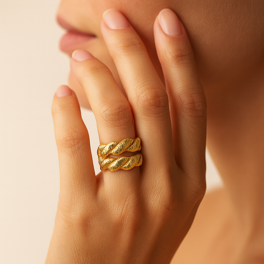 Golden Twisted Rope Band Ring