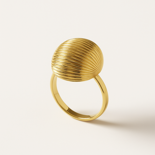 Golden Horizon Ribbed Dome Ring