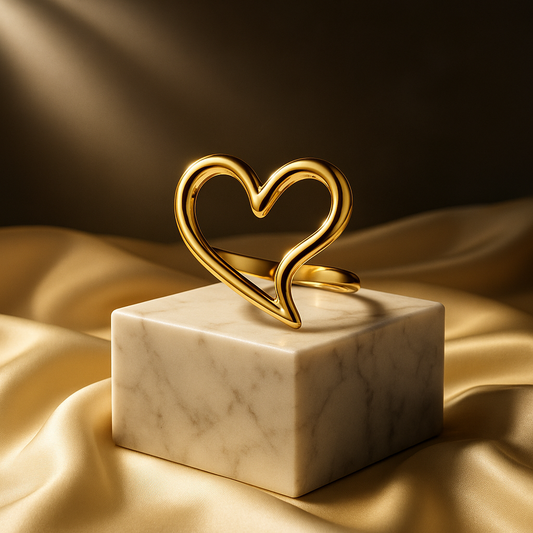 Golden Heart Outline Ring
