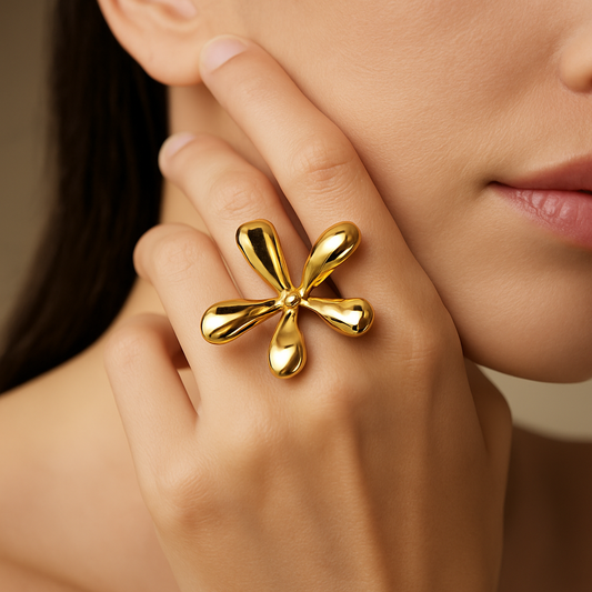 Golden Bloom Statement Ring
