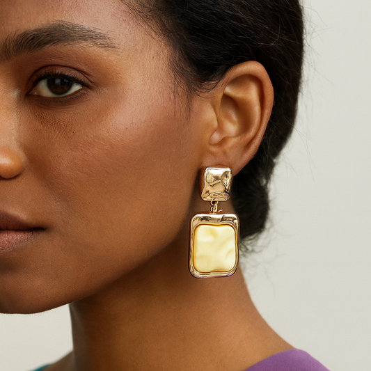 Golden Embrace Textured Resin Drop Earrings