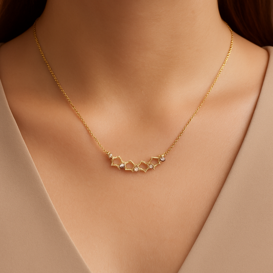 Dainty Diamond Star Gold Necklace