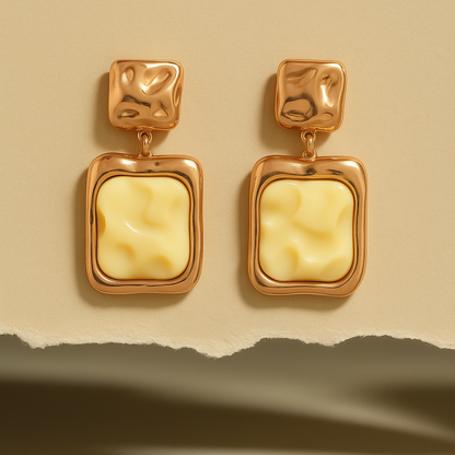 Golden Embrace Textured Resin Drop Earrings