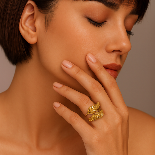 Golden Willow Leaf Ring