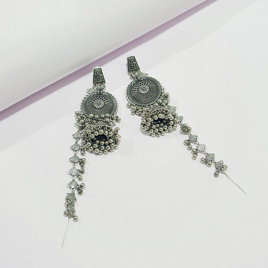 Bahubali Style Oxodised Jhumka Earrings