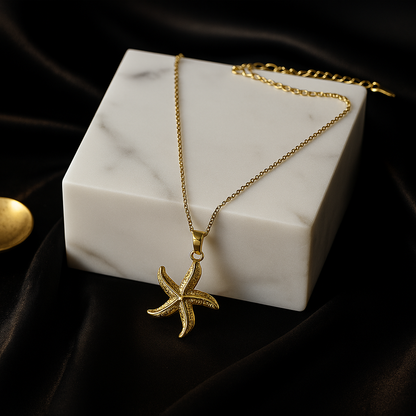 Starfish Pendant Necklace | Waterproof Anti-Tarnish Gold Plated Stainless Steel