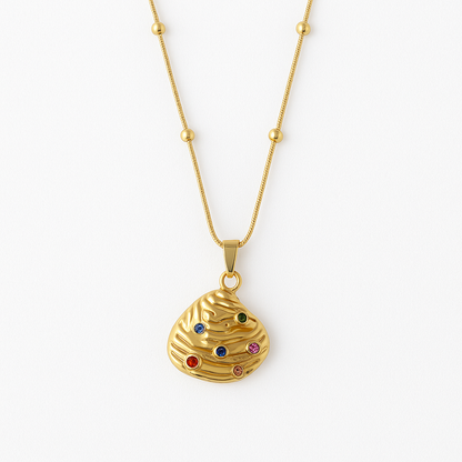 Rainbow Shell Necklace | Waterproof Anti-Tarnish Gold Plated Colorful Jewelry