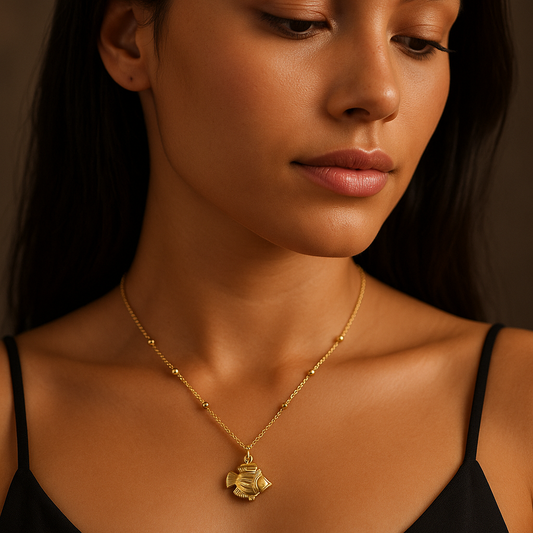 Fish Pearl Necklace | Nautical Waterproof Anti-Tarnish Gold Plated Pendant