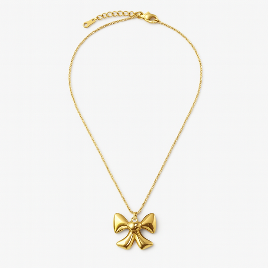 Dainty Bow Pendant Necklace | Waterproof Anti-Tarnish Gold Plated Stainless Steel