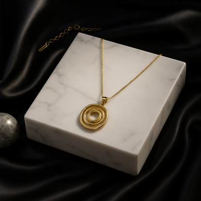 Geometric Circle Necklace | Waterproof Anti-Tarnish Gold Plated Modern Pendant
