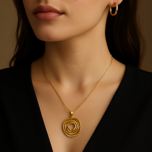Geometric Circle Necklace | Waterproof Anti-Tarnish Gold Plated Modern Pendant
