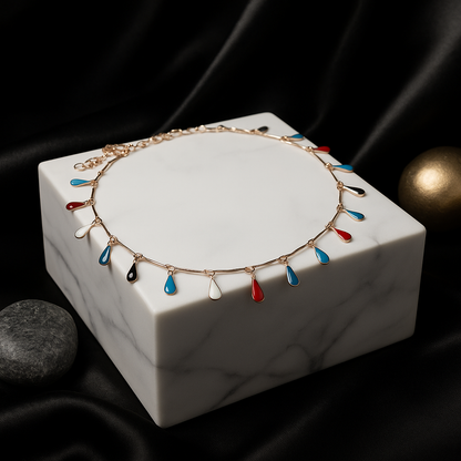 Tear Drop Dangle Choker | Waterproof Anti-Tarnish Multi-Colored Gold Plated Necklace