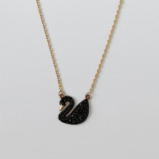 Swarovski Iconic Black Swan Clover Necklace