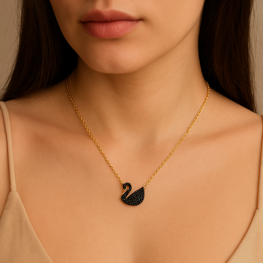 Swarovski Iconic Black Swan Clover Necklace