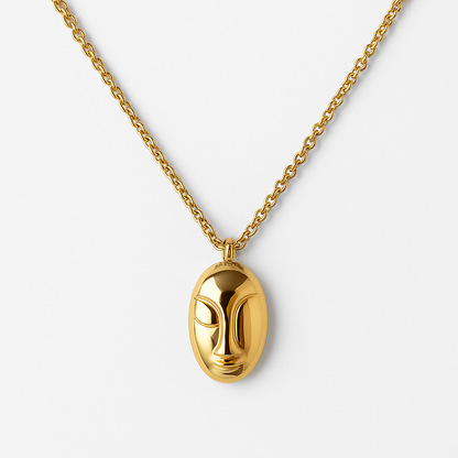 The "Contemplation Charm" Gold Face Pendant Necklace