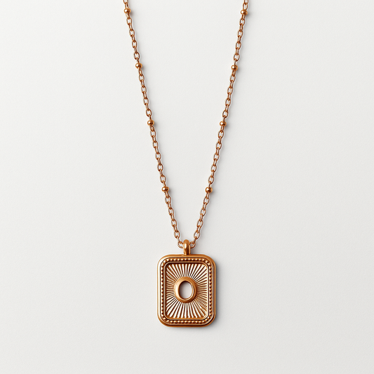 Sunburst Rectangle Charm Necklace