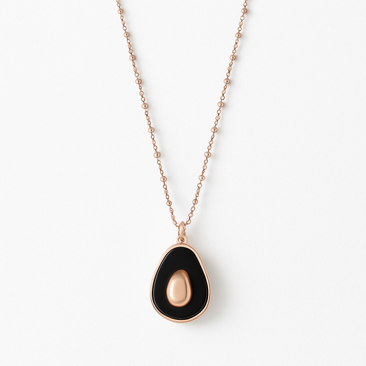 Rose Gold & Black Onyx Teardrop Harmony Pendant Necklace