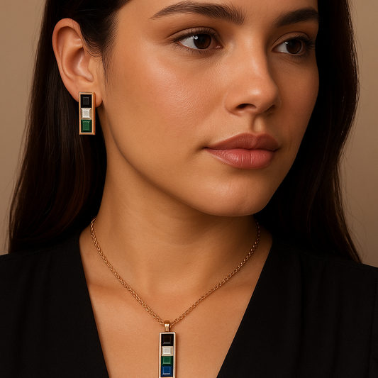 Rose Gold UAE Flag Inspired Jewelry Set