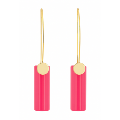 Hot Pink Bar Drop Earrings